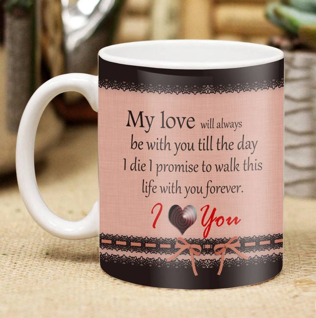 Valentine gift set featuring premium chocolates, a romantic printed mug, and a soft cushion – perfect for expressing love to your partner.