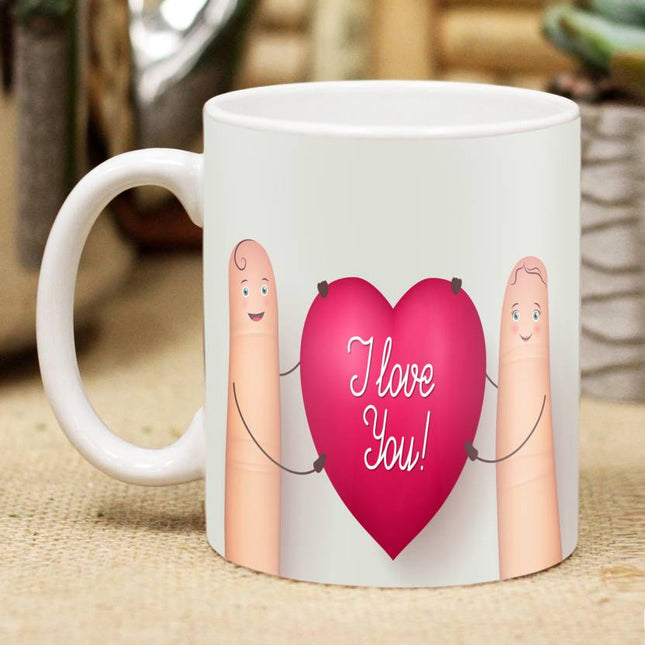 Valentine gift set featuring premium chocolates, a romantic printed mug, and a soft cushion – perfect for expressing love to your partner.