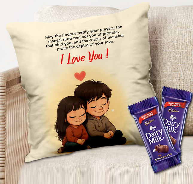 Printed Gift Cushion for Husband and Wife - Romantic Couple Gift, Decorative Love Cushion Gift