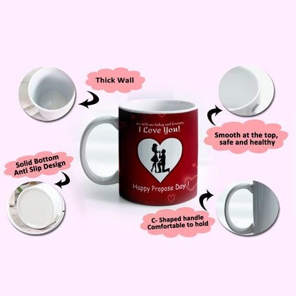 Midiron Valentine's Day Romantic Gift|Propose Day Gift for Couple|Love Gift for Wife/Girlfriend/Lover|Unique Propose Day Gift-Chocolates, Printed Mug(325ml), Red Rose & Teddy - Midiron