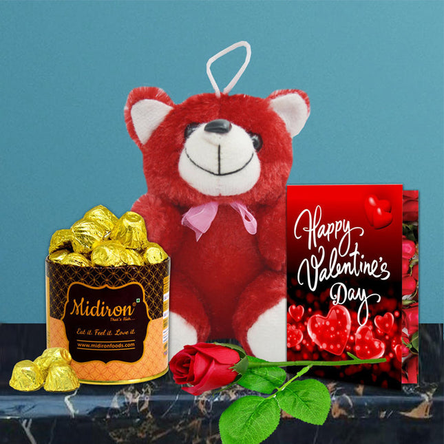 Midiron Special Love Combo For Wife, Girlfriend & Special Person| Gift For Valentine's day, Birthday, Anniversary & Any Special day |Handmade Chocolate, Artificial Rose, Love Card, Cute Teddy - Midiron