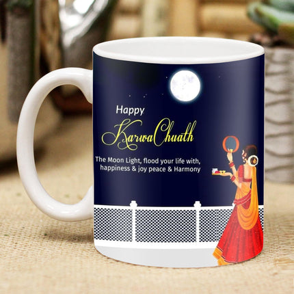 Karwa Chauth Romantic Printed Coffee Mug - Couple Gift Idea, Printed Love Cup for Husband and Wife