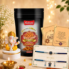 Premium Lumba Rakhi Gift for Bhaiya Bhabhi with Peri Peri Cashew, Ganesh Idol, Designer Couple Rakhi Set, Raksha Bandhan Celebration Healthy Festive Hamper with Card and Roli Akshat
