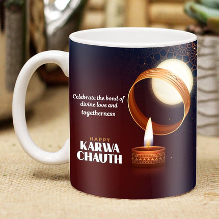 Karwa Chauth Romantic Printed Coffee Mug - Couple Gift Idea, Printed Love Cup for Husband and Wife