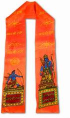 Auspicious Ram Patka for Devotional Use- Religious Printed Satin Blend Scarf for Men & Women