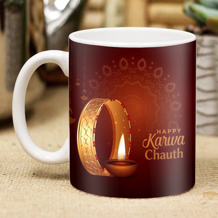 Karwa Chauth Romantic Printed Coffee Mug - Couple Gift Idea, Printed Love Cup for Husband and Wife