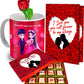 Valentine gift set featuring premium chocolates, a romantic printed mug, Rose,and a Greeting card – perfect for expressing love to your partner.