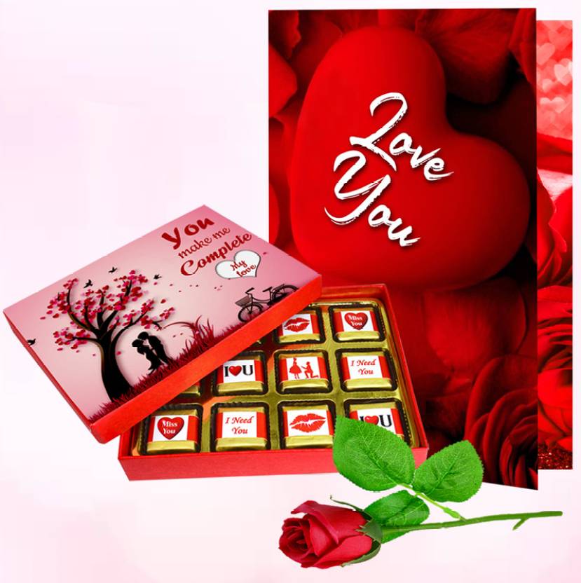 Midiron Love Gift Combo for Valentine's Day & Birthday with Chocolate Box & Love Card Paper Gift Box  (Red)