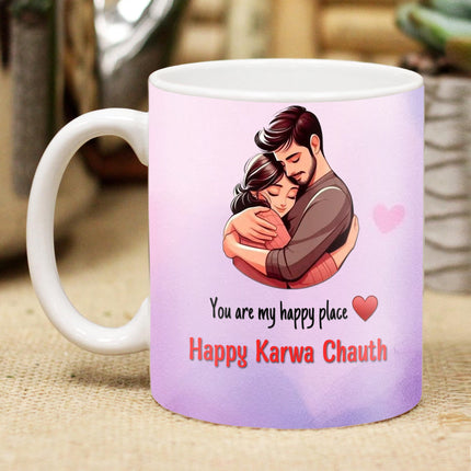 Karwa Chauth Romantic Printed Coffee Mug - Couple Gift Idea, Printed Love Cup for Husband and Wife