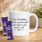 friend cup, best friend mug, bestie mug, coffee mug gift for friend, chocolate gift for friend, friendship chocolate gift, mug and chocolate combo, coffee mug with chocolate, friendship day chocolate combo, friendship day gift box, friendship gift pack, friendship day surprise gift, friendship day present, cute friendship gift, friendship celebration gift, gift for male friend, gift for female friend, gift for bestie, gift for best friend girl, gift for best friend boy, friendship day return gift