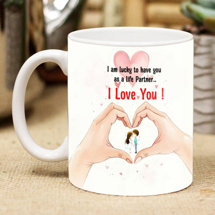 Karwa Chauth Printed Coffee Mug for Married Couple - Cute Love Cup, Romantic Gift for Spouses