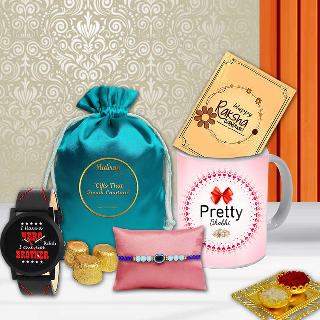ultimate rakhi set , rakhi gift for brother , analog watch for rakhi gift,designer