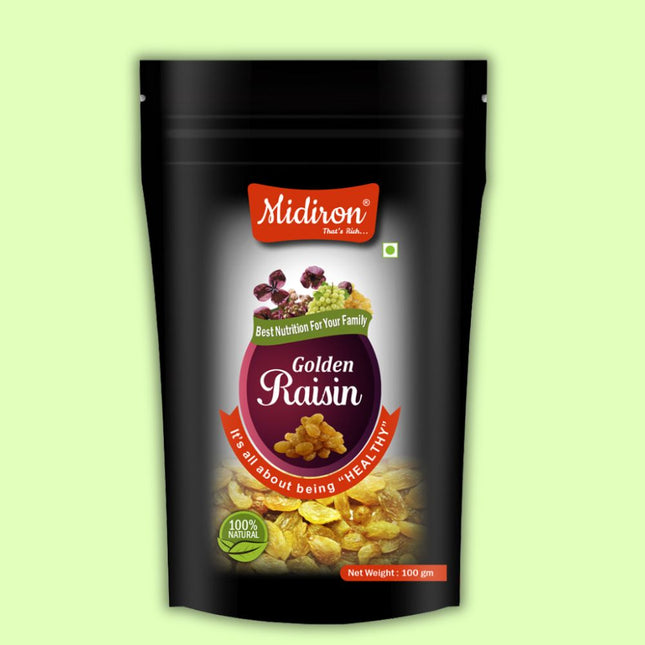 Natural Golden Raisin (Kismish) Raisins  (100 g) - Midiron