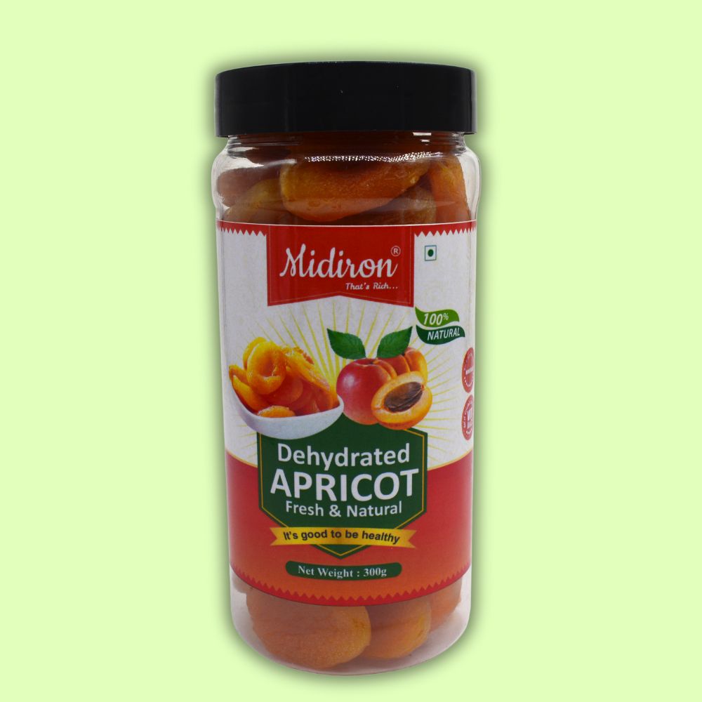 Midiron Dried Apricot, Fresh & Natural Dehydrated Apricot (Khubani) 300gm