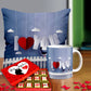 Valentine gift set featuring premium chocolates, a romantic printed mug, and a soft cushion – perfect for expressing love to your partner.