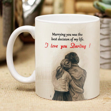 Karwa Chauth Printed Coffee Mug for Married Couple - Cute Love Cup, Romantic Gift for Spouses