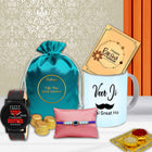 rakhi gift for brother , rkahi gift with watch and greeting card 