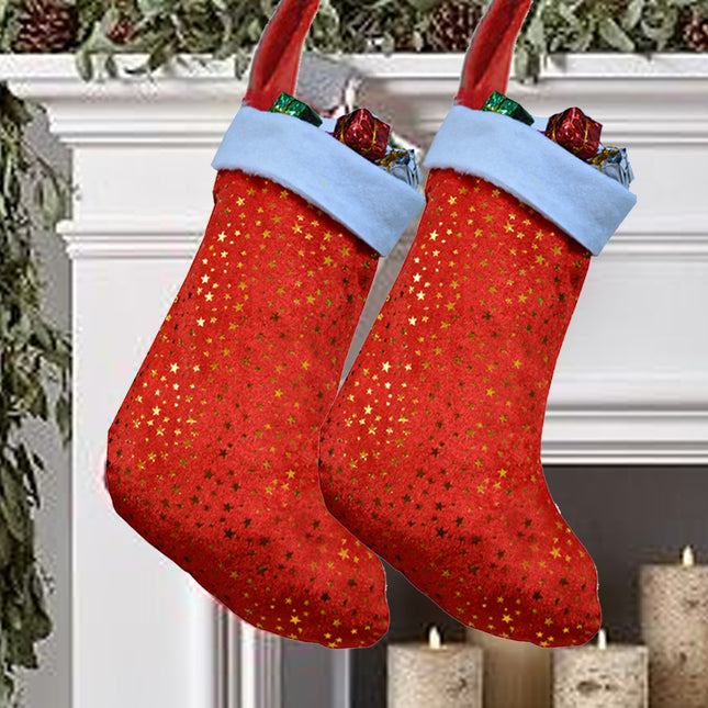 Beautiful Christmas Stocking, Santa Gift Sack for Xmas and New Year, Decorative Hanging Stocking for Gifts, Candy, Chocolates Pack of 2