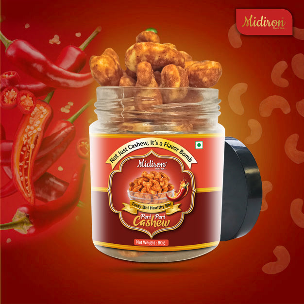 Roasted Masala Cashews - Tasty Masala Cashews Snack for Tea-Time, Travel, Parties & Everyday Crunchy Munching (80 Grams)