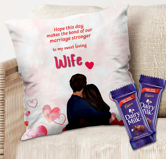 Couple Printed Cushion Gift - Husband and Wife Cushion Idea, Romantic Printed Gift Cushion