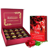 Midiron Valentine's Gift Hamper for Fiancee/Boyfriend | Rose Day, Chocolate Day, Hug Day Gift | Romantic Gift | Valentine's Week Day Gift-Chocolate Box, Love Greeting Card & Artificial Red Rose