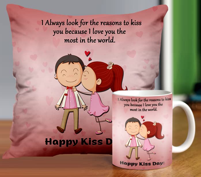 best kiss day gift for your love ones include cushions  & cup