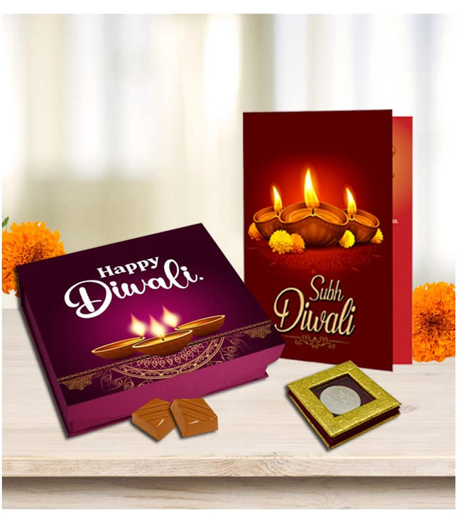 Diwali Chocolate Gifts - Gift Combo for Diwali Festival - Handmade Chocolate Box with Greeting Card