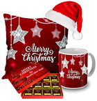 Midiron Christmas Gift Combo Pack, Cushion, Santa Cap, Mug, Chocolate Box, Gift for Relative and Friends IZ21-06