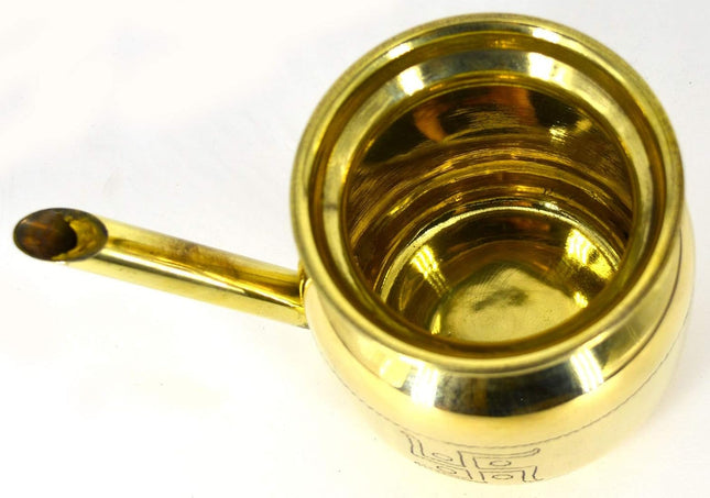 Traditional Brass Karwa for Karwa Chauth - Swastika Pot for Poojan, Vrat & Festival Decor