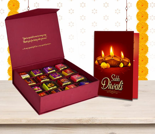 Midiron Diwali Gift Hamper| Diwali gift Combo Pack| Diwali Gift set with Handmade Chocolate Box, Diwali Card Gift for Friend, Family and Relatives | Diwali Gift Hamper | Diwali Greeting Card