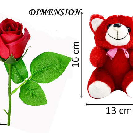 Midiron Valentine's Day Romantic Gift|Propose Day Gift for Couple|Love Gift for Wife/Girlfriend/Lover|Unique Propose Day Gift-Chocolates, Printed Mug(325ml), Red Rose & Teddy - Midiron