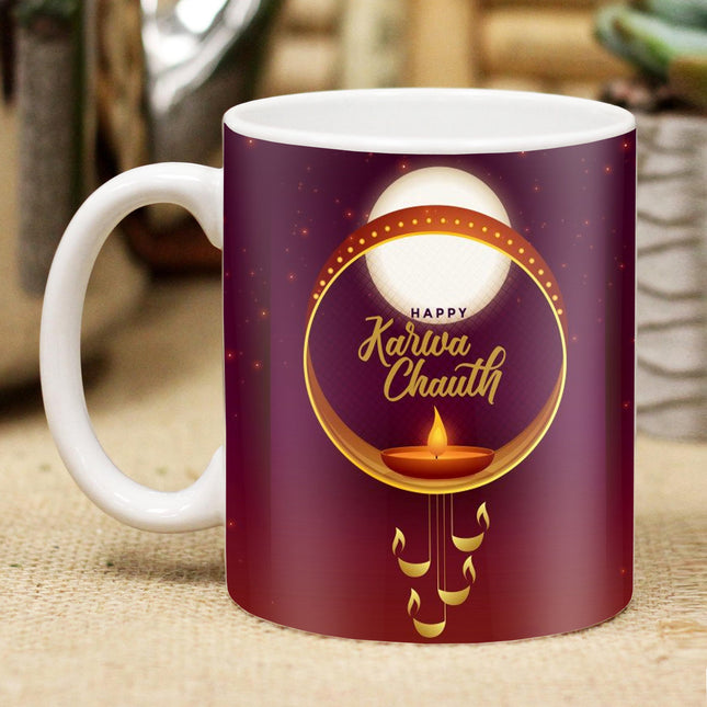 Karwa Chauth Printed Coffee Mug Gift for Wife - Love Coffee Mug for Her, Romantic Printed Mug for Partner on karwa Chauth