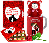 Midiron Valentine’s Day Gift Combo | Gift for Valentine’s Day, Rose Day, Chocolate Day| Chocolate Gift for Girlfriend, Wife, Husband, Boyfriend with 144 Gram Chocolates, Card, Rose & Coffee Mug, Teddy