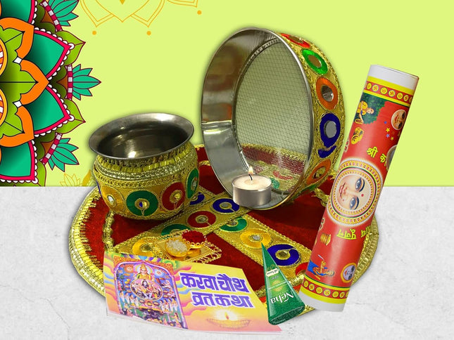 Complete Karwa Chauth Thali Set – A Traditional Tribute to Everlasting Love