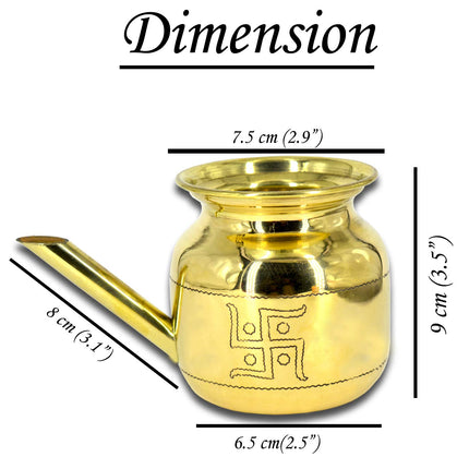 Traditional Brass Karwa for Karwa Chauth - Swastika Pot for Poojan, Vrat & Festival Decor