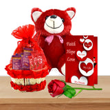 Midiron Valentines Gift Hamper for Girlfriend/Boyfriend|Rose Day, Chocolate Day, Hug Day Gift|Romantic Gift-Chocolate Red Basket Dairy Milk & Kitkat, Red Teddy, Artificial Red Rose & Love Card