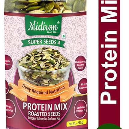 Protein Mix Roasted Seeds Superfood Blend (250g) – High-Protein Healthy Seed Mix for Energy, Digestion & Muscle Support - Midiron