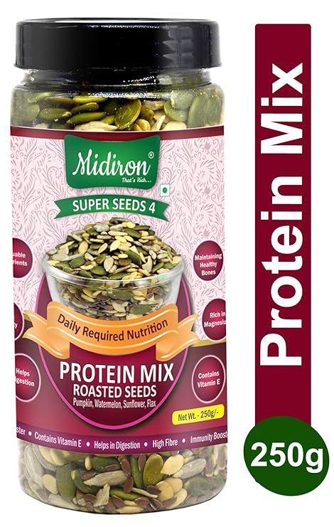 Protein Mix Roasted Seeds Superfood Blend (250g) – High-Protein Healthy Seed Mix for Energy, Digestion & Muscle Support - Midiron