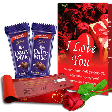 Midiron Valentine's Gift Hamper for Girlfriend/Wife | Rose Day, Chocolate Day, Hug Day Gift | Romantic Gift | Valentine's Week Day Gift-Chocolate Bars, Love Greeting Card & Cheque Book