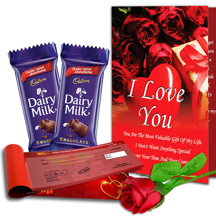 Midiron Valentine's Gift Hamper for Girlfriend/Wife | Rose Day, Chocolate Day, Hug Day Gift | Romantic Gift | Valentine's Week Day Gift-Chocolate Bars, Love Greeting Card & Cheque Book