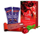 Midiron Valentine's Gift Hamper for Girlfriend/Wife | Rose Day, Chocolate Day, Hug Day Gift | Romantic Gift | Valentine's Week Day Gift-Chocolate Bars, Love Greeting Card & Cheque Book
