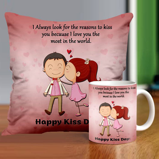 best kiss day gift for your love ones include cushions  & cup