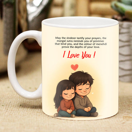 Karwa Chauth Printed Coffee Mug Gift for Wife - Love Coffee Mug for Her, Romantic Printed Mug for Partner on karwa Chauth