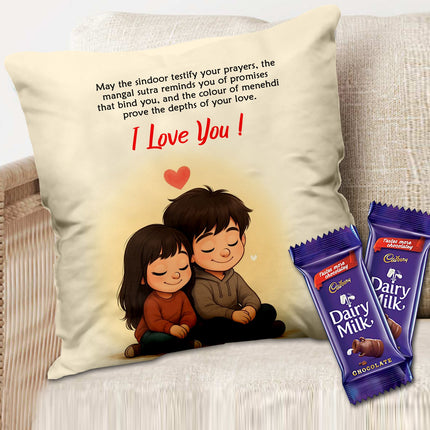 Printed Gift Cushion for Husband and Wife - Romantic Couple Gift, Decorative Love Cushion Gift