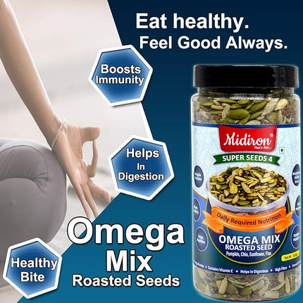 Omega Roasted Mix Seeds - High-Protein, Fiber-Rich Snack for Heart Health, Weight Loss & Energy Boost (250g) - Midiron