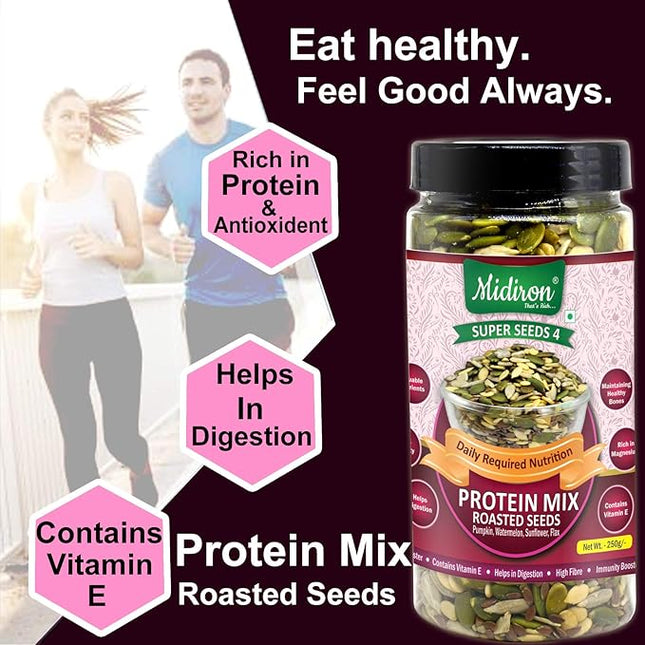 Protein Mix Roasted Seeds Superfood Blend (250g) – High-Protein Healthy Seed Mix for Energy, Digestion & Muscle Support - Midiron