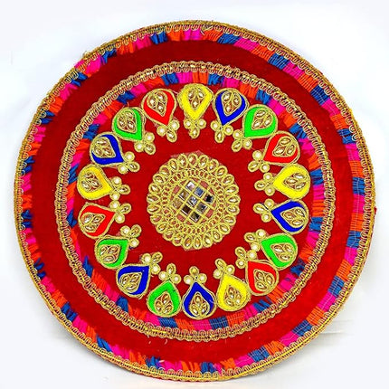 Designer Karwa Chauth Thali Set for Women - Pooja Thali with Channi, Lota & Festival Decor