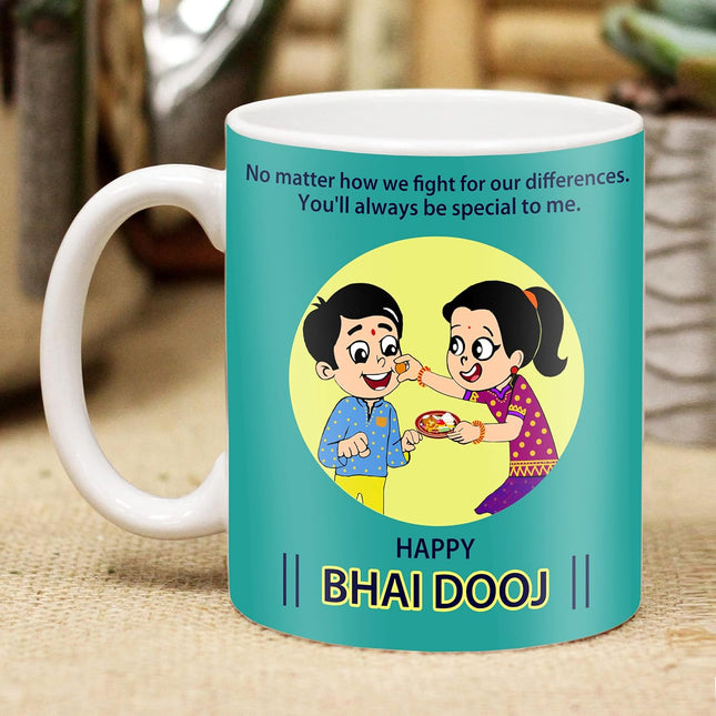 Bhai Dooj Coffee Mug - Special Gifts for Brother, Unique Bhai Dooj Gift Ideas, Buy Bhai Dooj Coffee Mugs Online