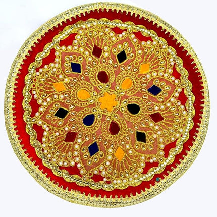 Karwa Chauth Thali Set for Women - Designer Pooja Thali with Channi Lota Sindoor Box & Decor Items