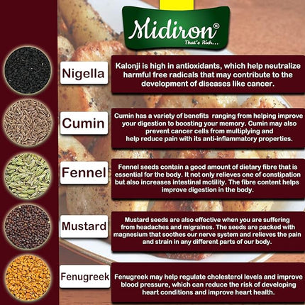 Panch Phoran Masala – 5 Spice Mix for Authentic Indian Cooking – Aromatic & Flavorful Blend for Curry, Sabzi, Lentils & Pickles (150g) - Midiron